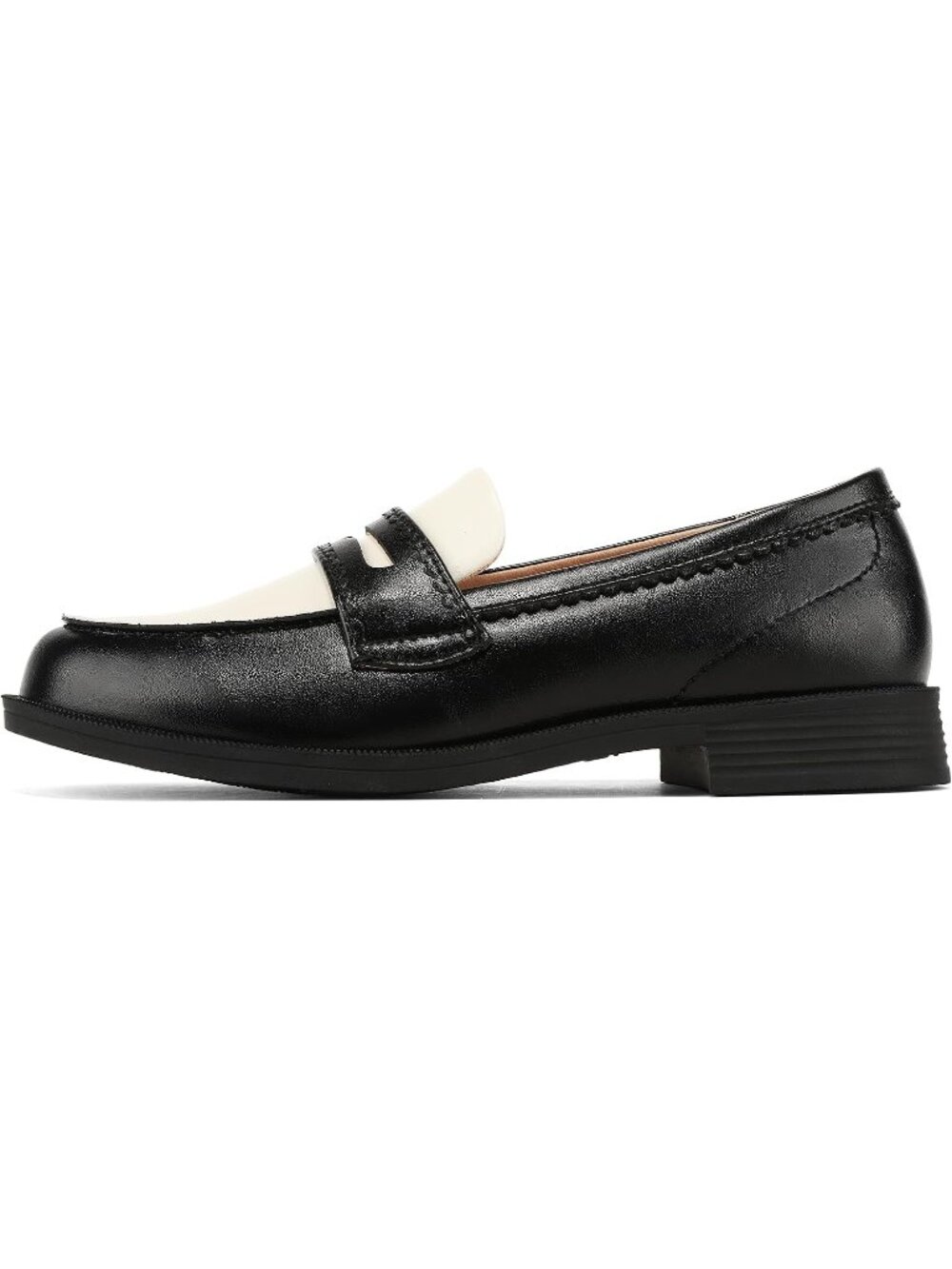 Women's Black/White Leather Comfortable Moccasins Loafers & Slip-Ons Shoes - Picture 3 of 6